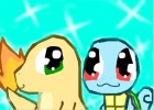 Shiny Charmander and Shiny Squirtle