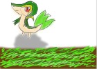 Snivy Standing on a Rock