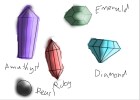 Amethyst, Emerald, Diamond, Ruby, and Pearl