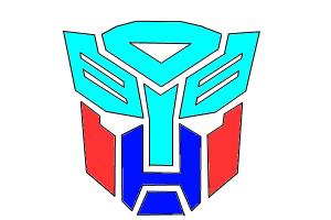 Autobot logo in Cyan, red and blue