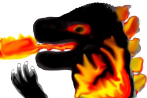 burning godzilla drawing