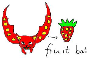 how to draw a strawberry fruit bat