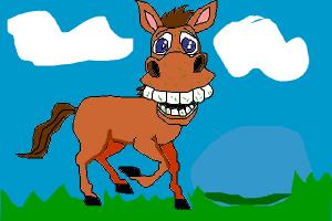 Funny Horse Eating Grass