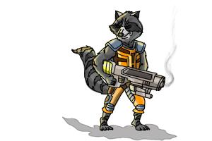 How to Draw Rocket Raccoon from Guardians Of The Galaxy