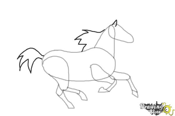 how to draw a cartoon horse running