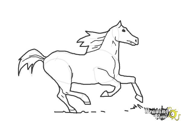 running horses drawings easy