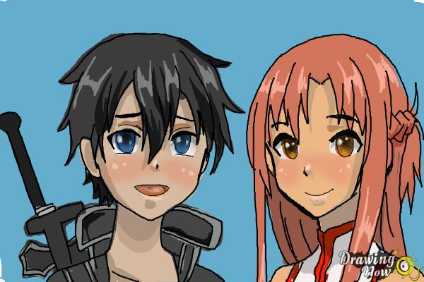 How To Draw Asuna And Kirito From Sword Art Online Drawingnow