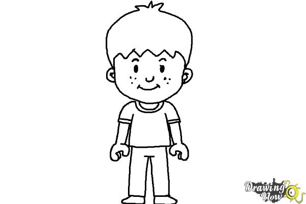 Little Anime Boy Coloring Page | Easy Drawing Guides