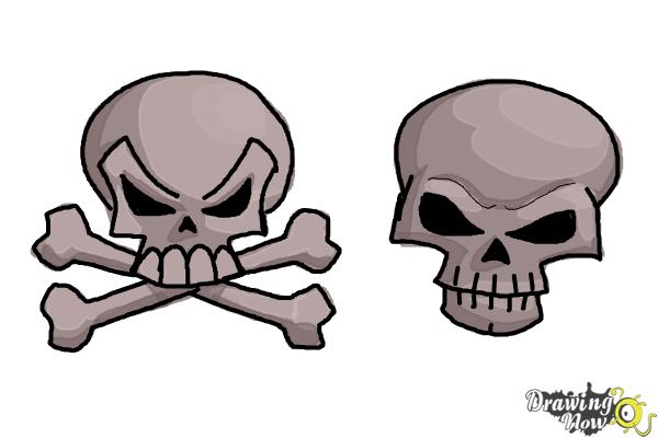 easy drawings of skulls with flames