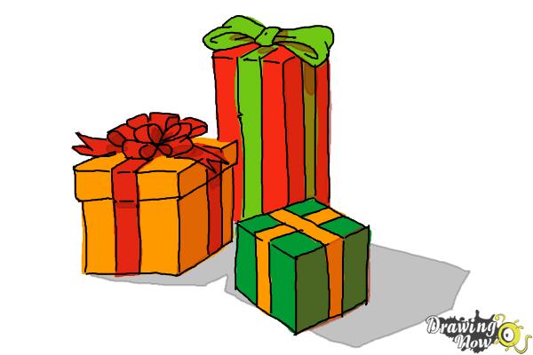 HOW TO DRAW A GIFT BOX EASY  CHRISTMAS DRAWING 