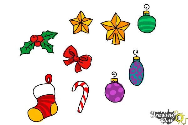 how to draw christmas decorations step 12