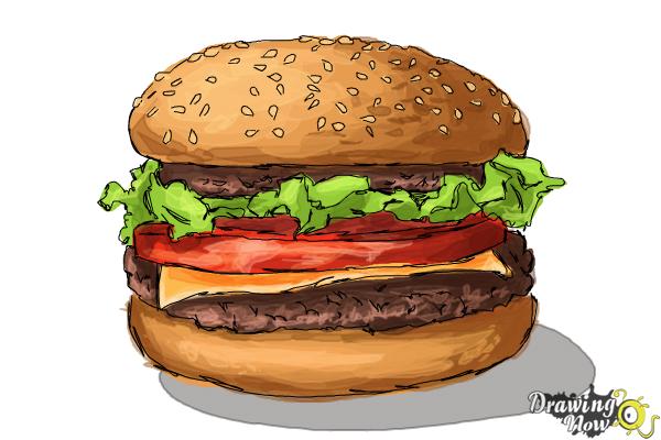 How To Draw A Cheeseburger Step By Step
