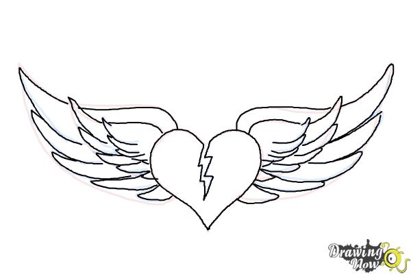 Easy Drawings Of Broken Hearts With Wings