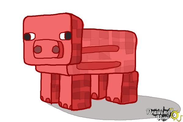 how to draw a minecraft pig face