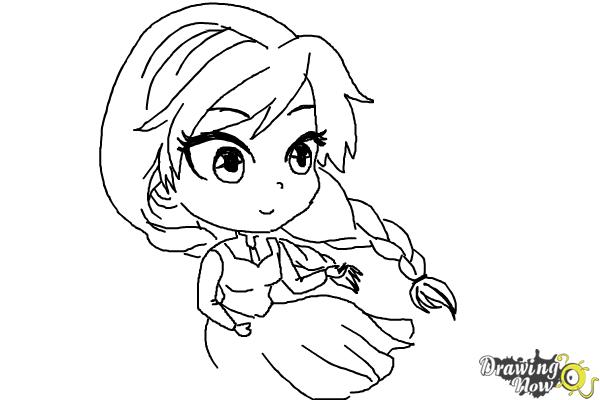 How to Draw Chibi Anna from Frozen - DrawingNow