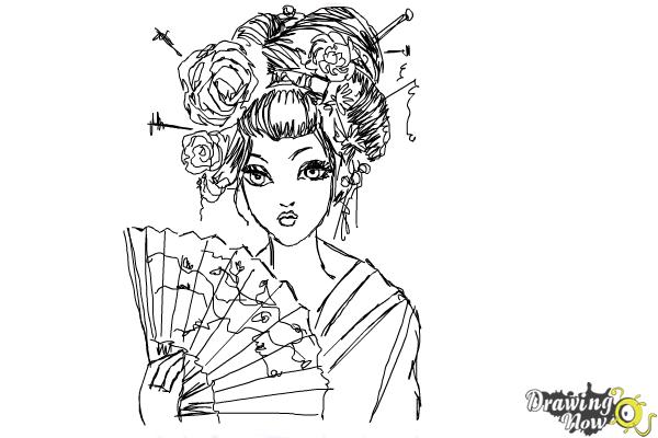 How to Draw a Geisha - DrawingNow