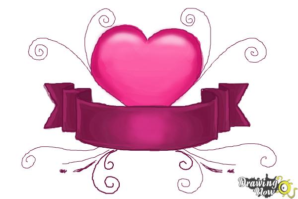 heart with ribbon drawing
