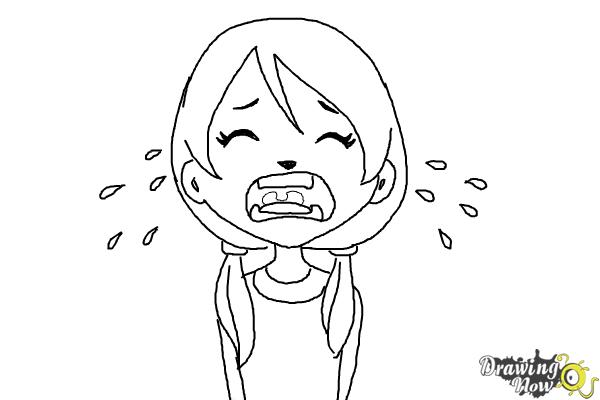How to Draw a Girl Crying - Step 8.