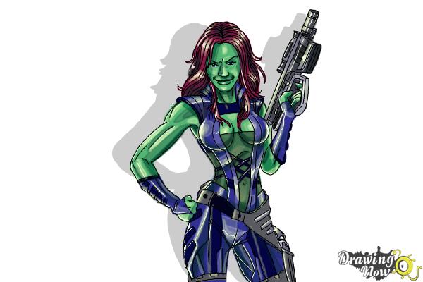 How to Draw Gamora from Guardians Of The Galaxy - DrawingNow