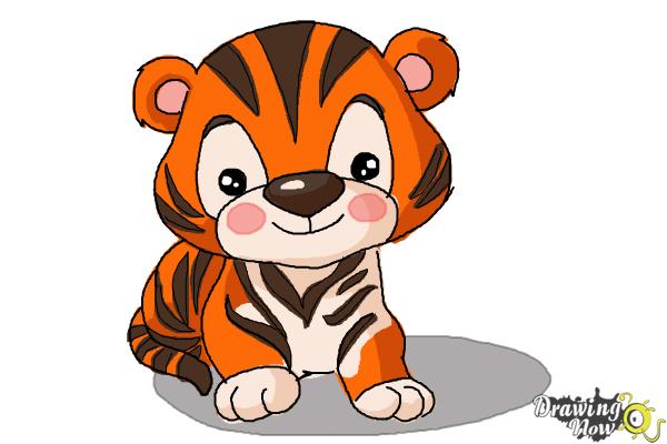 how to draw a cute tiger step by step