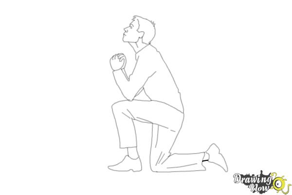 how to draw a person on their knees praying
