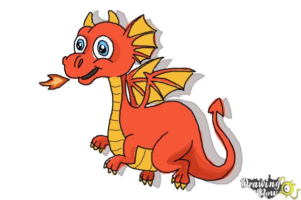 Pastel Rainbow Dice Dragon Drawing | Cute Dragon Artwork