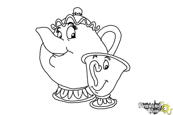Download How to Draw Mrs. Potts And Chip from Beauty And The Beast - DrawingNow
