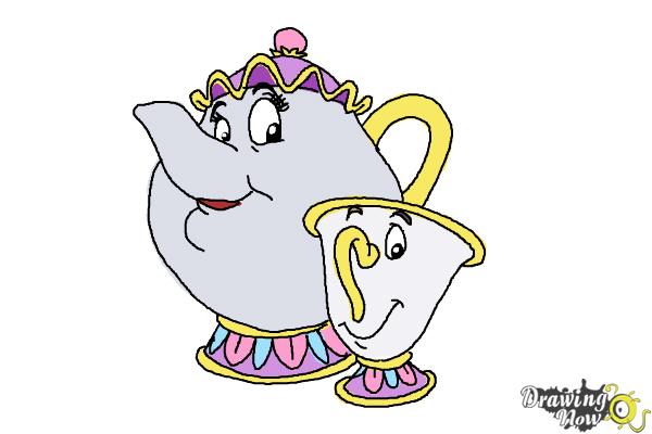 How To Draw Mrs Potts And Chip From Beauty And The Beast Drawingnow