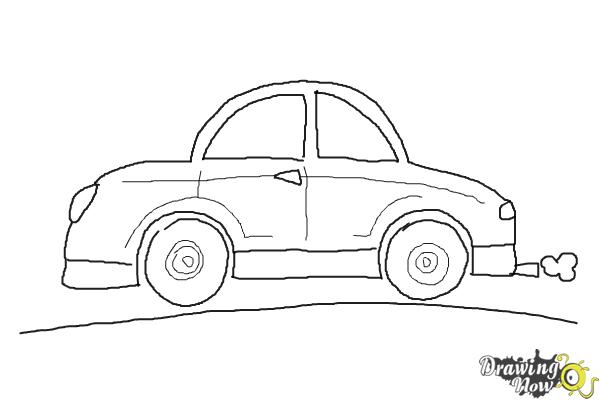 Kid Drawing Car Photos, Images and Pictures