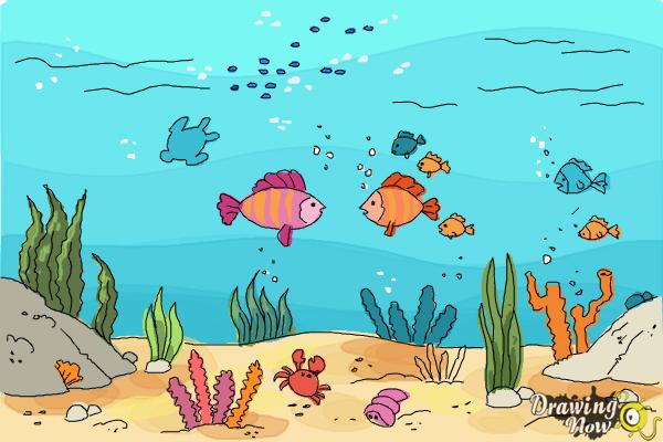 underwater scene coloring page