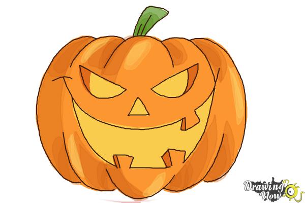 How To Draw A Halloween Pumpkin Step 9 