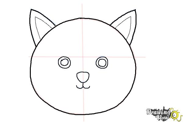 how to draw a cat face easy