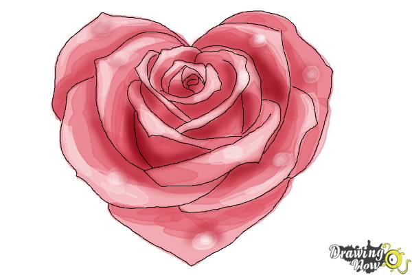 how to draw a heart rose step 11