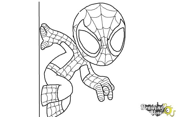 how to draw chibi spiderman
