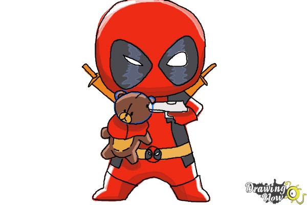 How to draw Chibi Deadpool - Step 10