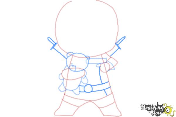 How to draw Chibi Deadpool - Step 7