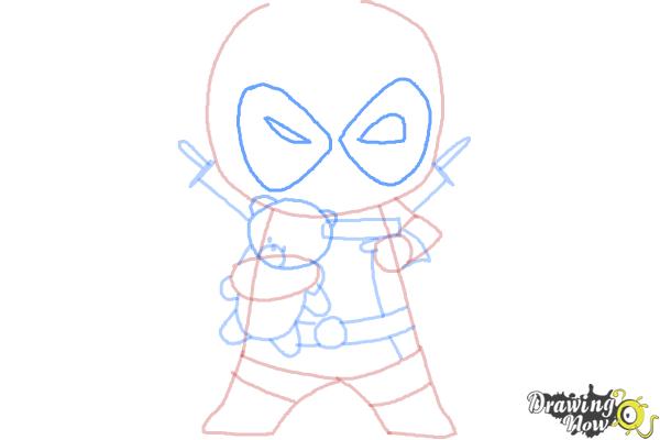 How to draw Chibi Deadpool - Step 8