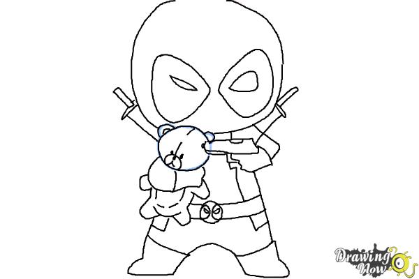 How to draw Chibi Deadpool - Step 9
