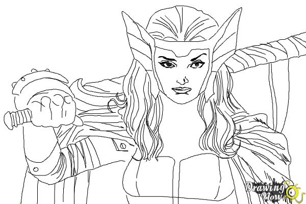 How to Draw Sif from Marvel - DrawingNow