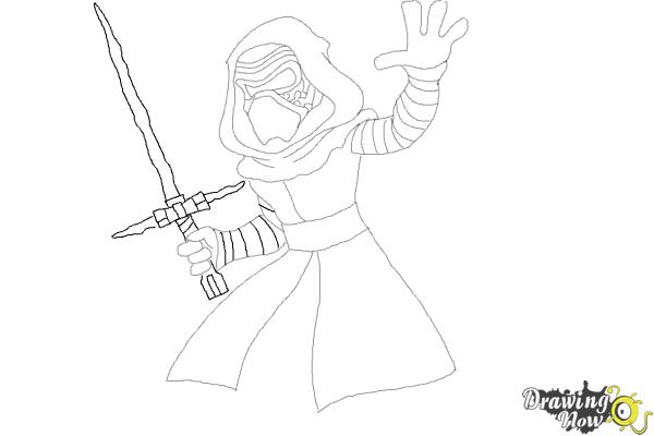 How to Draw Kylo Ren from Star Wars VII - Step 9