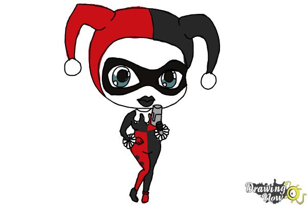 How to Draw Chibi Harley Quinn from Suicide Squad - Step 10