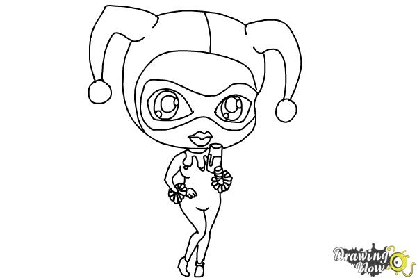How to Draw Chibi Harley Quinn from Suicide Squad - Step 9