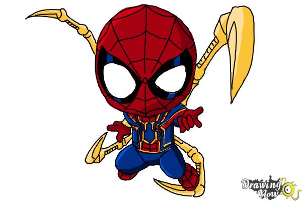 How to draw chibi SpiderMan with Caps shield  Sketchok easy drawing  guides