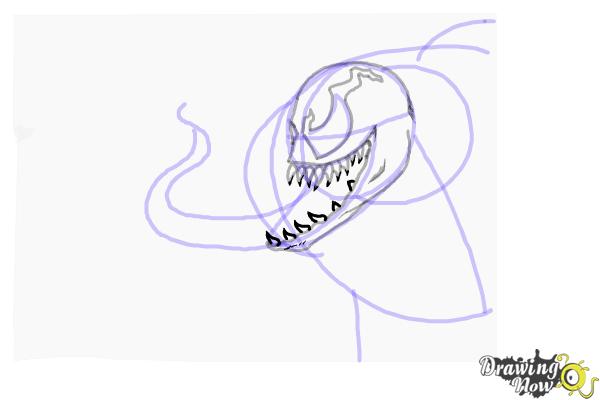 how to draw venom step by step